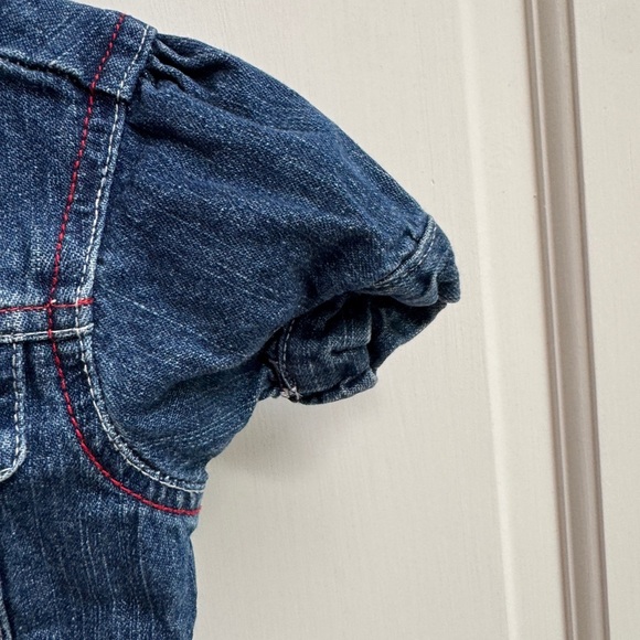 Young Hearts 2T Girls Short Sleeve Jean Jacket with Floral Strawberry Embroidery - Picture 5 of 8